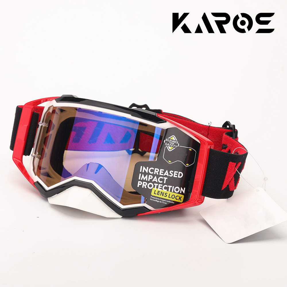 Mountain Biking Goggles - Karos モトクロスライディングゴーグル UV400 防風 MX ヘルメットオートバイメガネ広視野オフロードスポーツアイウェア