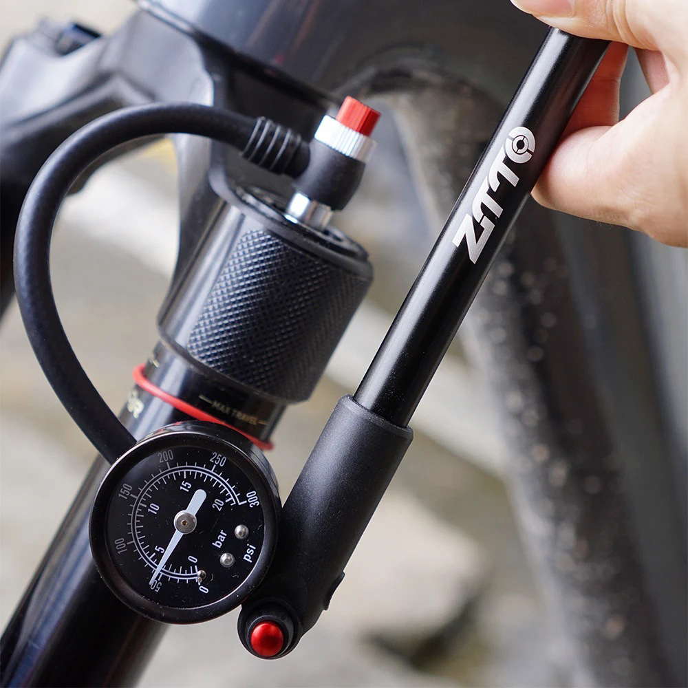 Shock Pump Suspension - ZTTO バイクショックポンプ ゲージ付き 300PSI 高圧エアポンプ シュレーダーバルブ