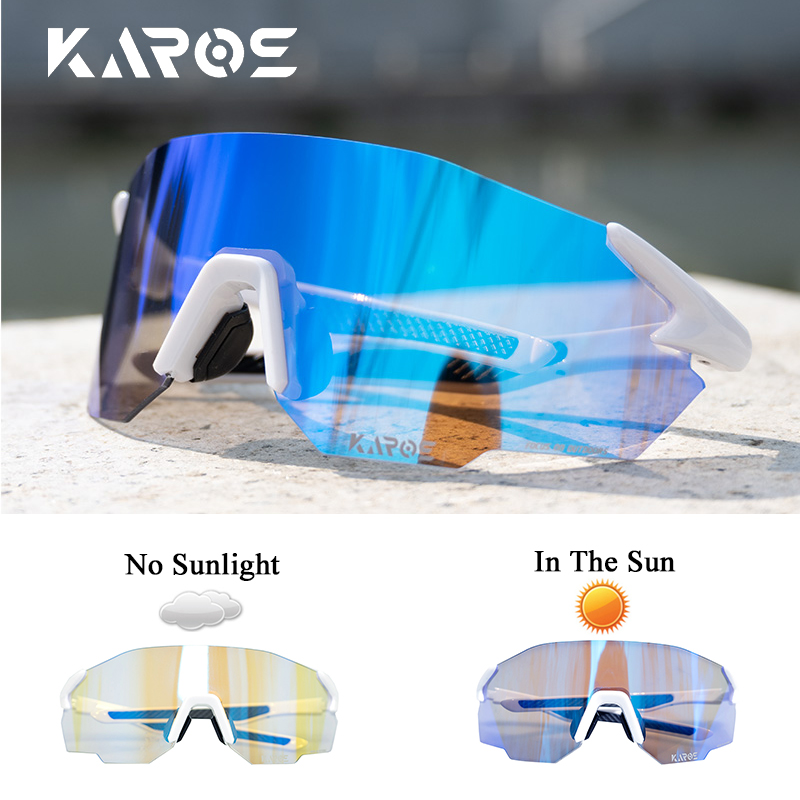 Mountain Biking Goggles - KAROS フォトクロミックサイクリンググラス MTB ロードバイクアイウェア男性女性アウトドアスポーツサングラス調節可能なレンズ自転車用 K01