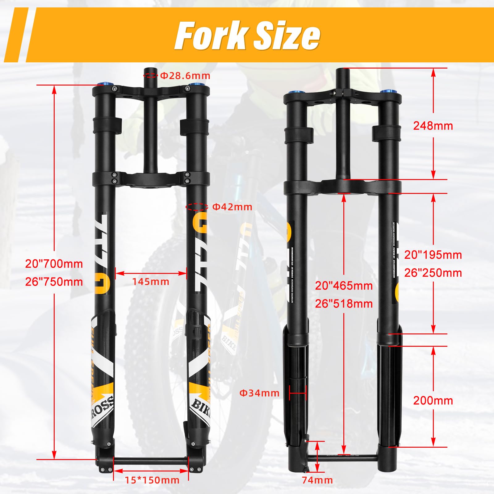 20/26インチファットタイヤバイク用エアサスペンションフォ - Mtb Fork Air のレビューと価格