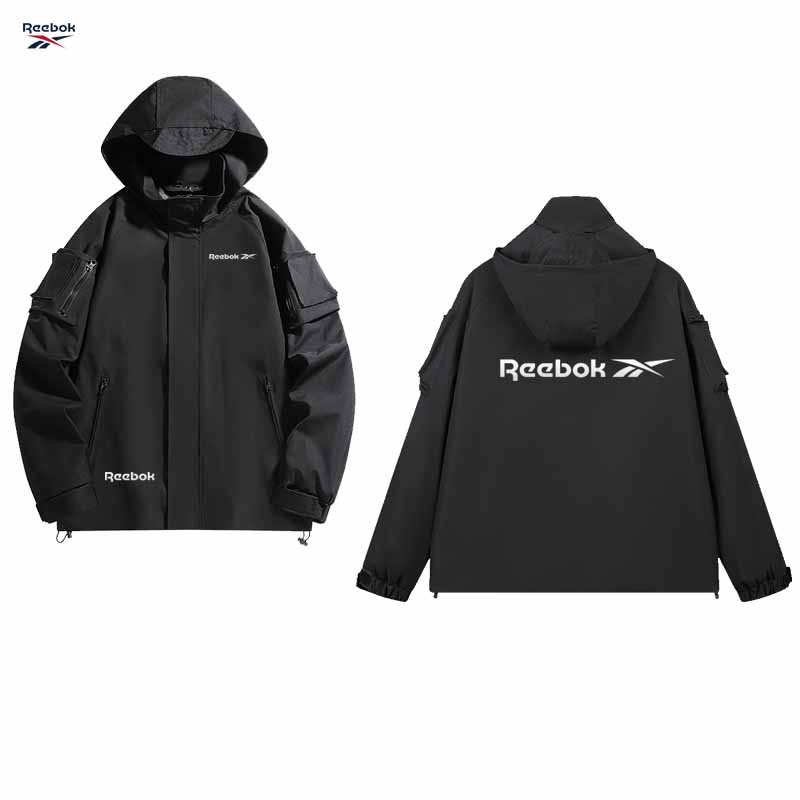 リーボック ロゴ入りフード付きジッパージャケット - 防水マ - Mountain Biking Rain Jacket のレビューと価格