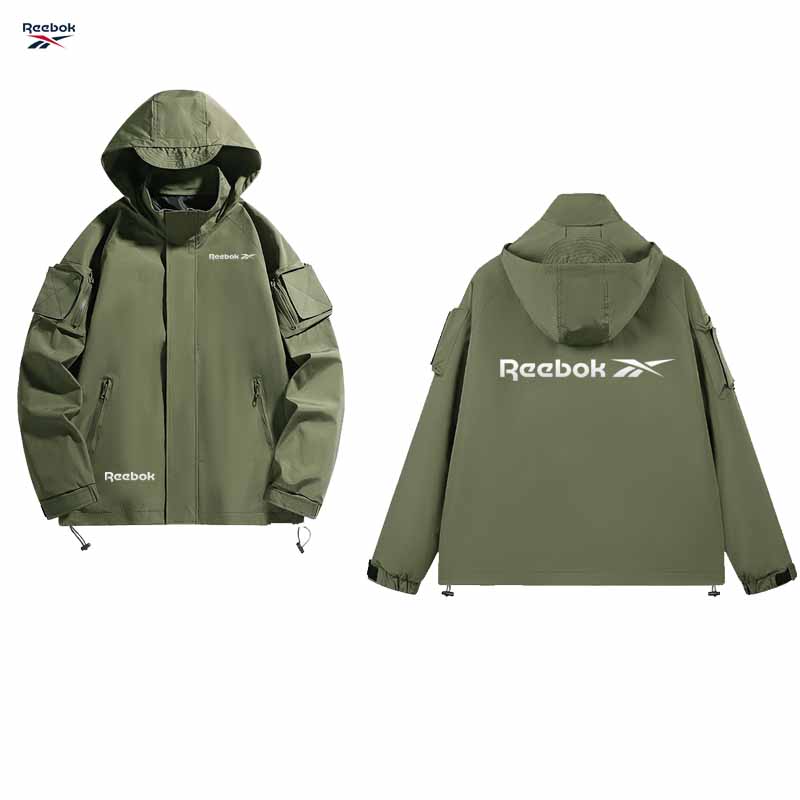 リーボック ロゴ入りフード付きジッパージャケット - 防水マ - Mountain Biking Rain Jacket のレビューと価格