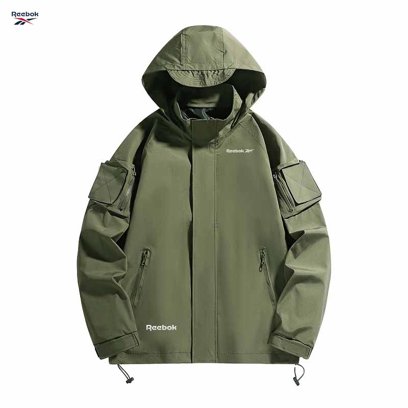 リーボック ロゴ入りフード付きジッパージャケット - 防水マ - Mountain Biking Rain Jacket のレビューと価格
