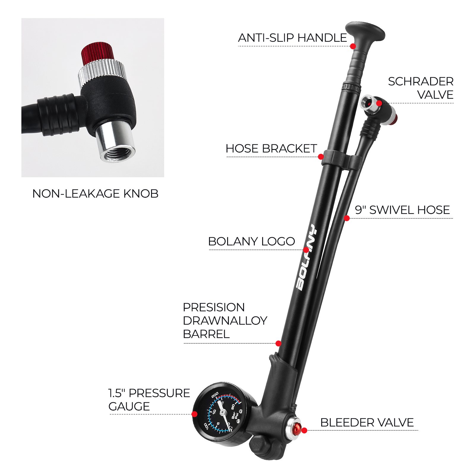 Bolany-エアポンプ,ポータブル自転車インフレーター,圧 - Shock Pump Suspension のレビューと価格