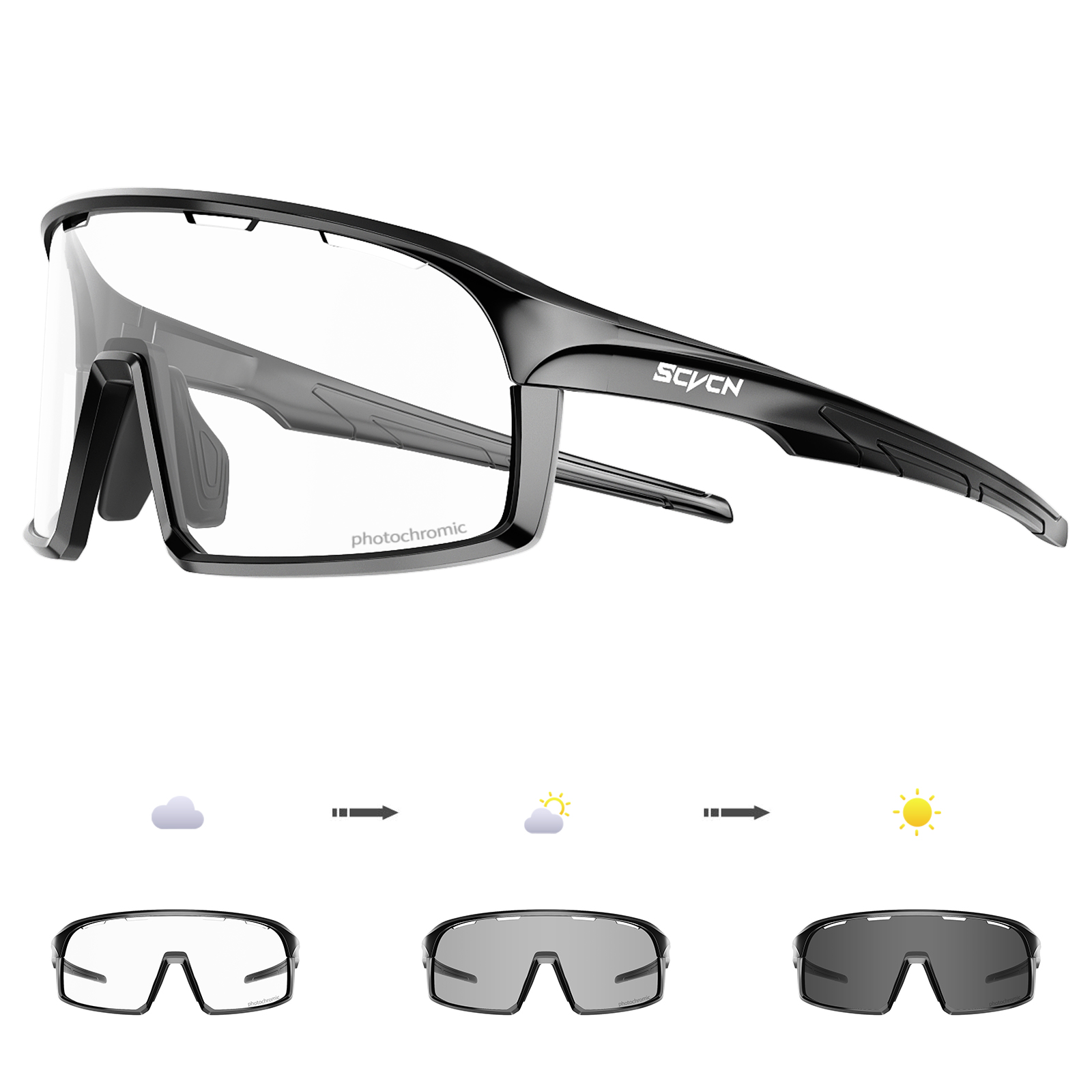 SCVCN調光サングラス メンズ サイクリンググラス UV4 - Mountain Biking Goggles のレビューと価格